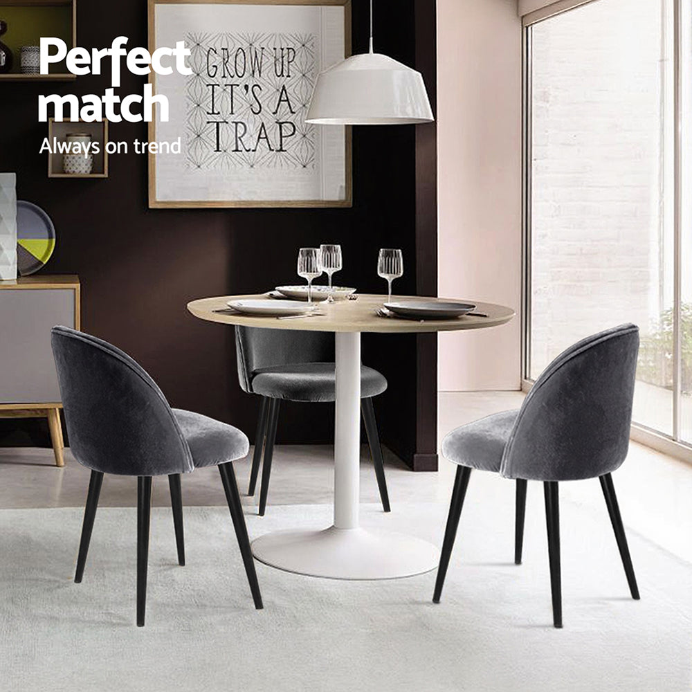 Artiss Dining Chairs Set of 4 Velvet Solid Curved Dark Grey Artiss