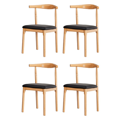 Artiss 4x Dining Chairs Rubber Wood Leather Seat Black