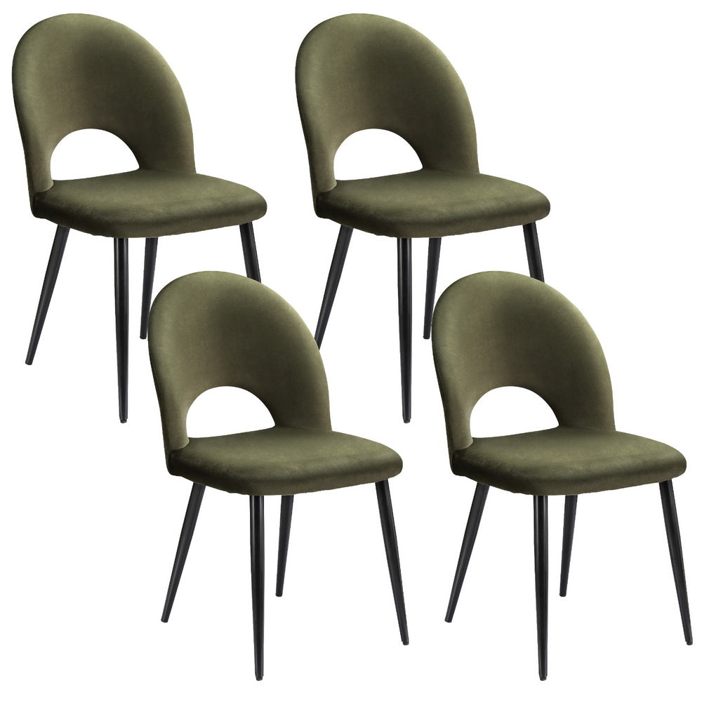 Artiss Dining Chairs Set of 4 Velvet Hollow Green Artiss