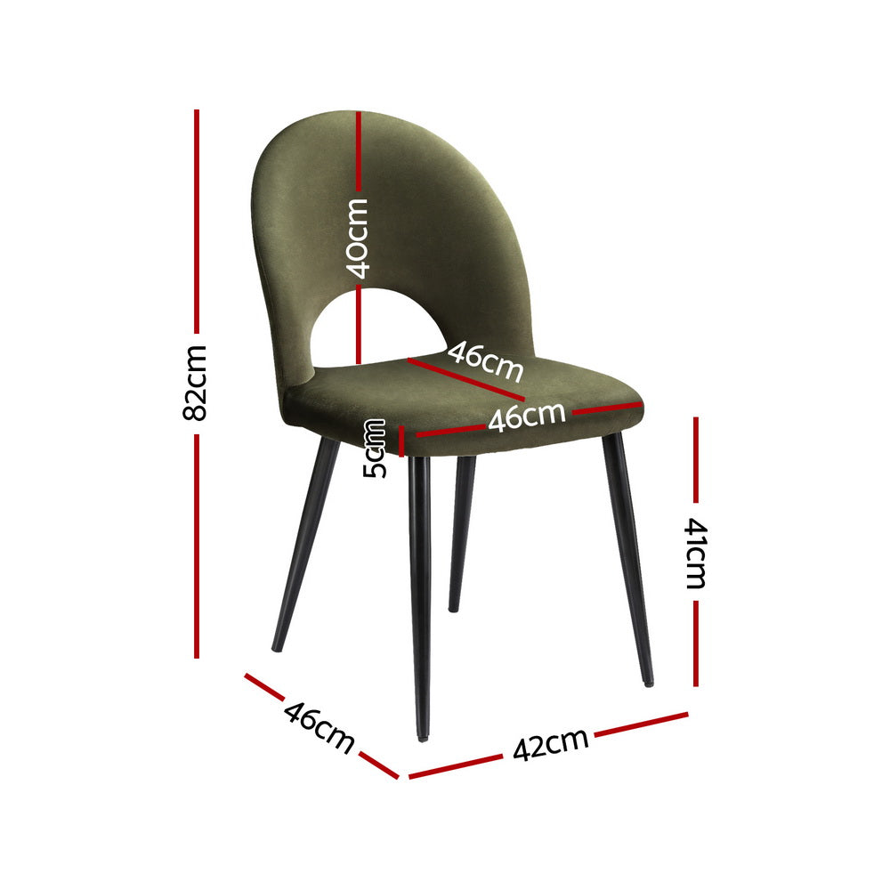 Artiss Dining Chairs Set of 4 Velvet Hollow Green Artiss