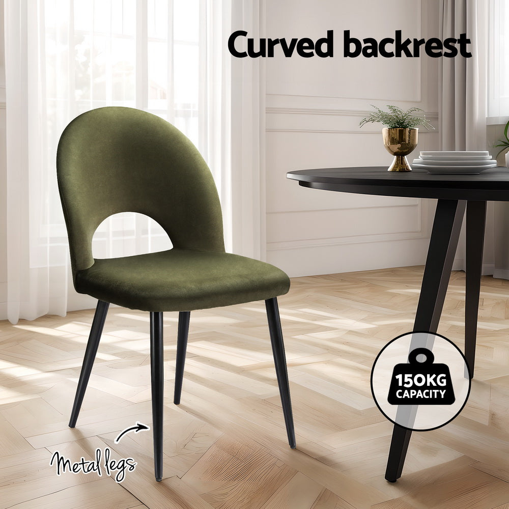 Artiss Dining Chairs Set of 4 Velvet Hollow Green Artiss
