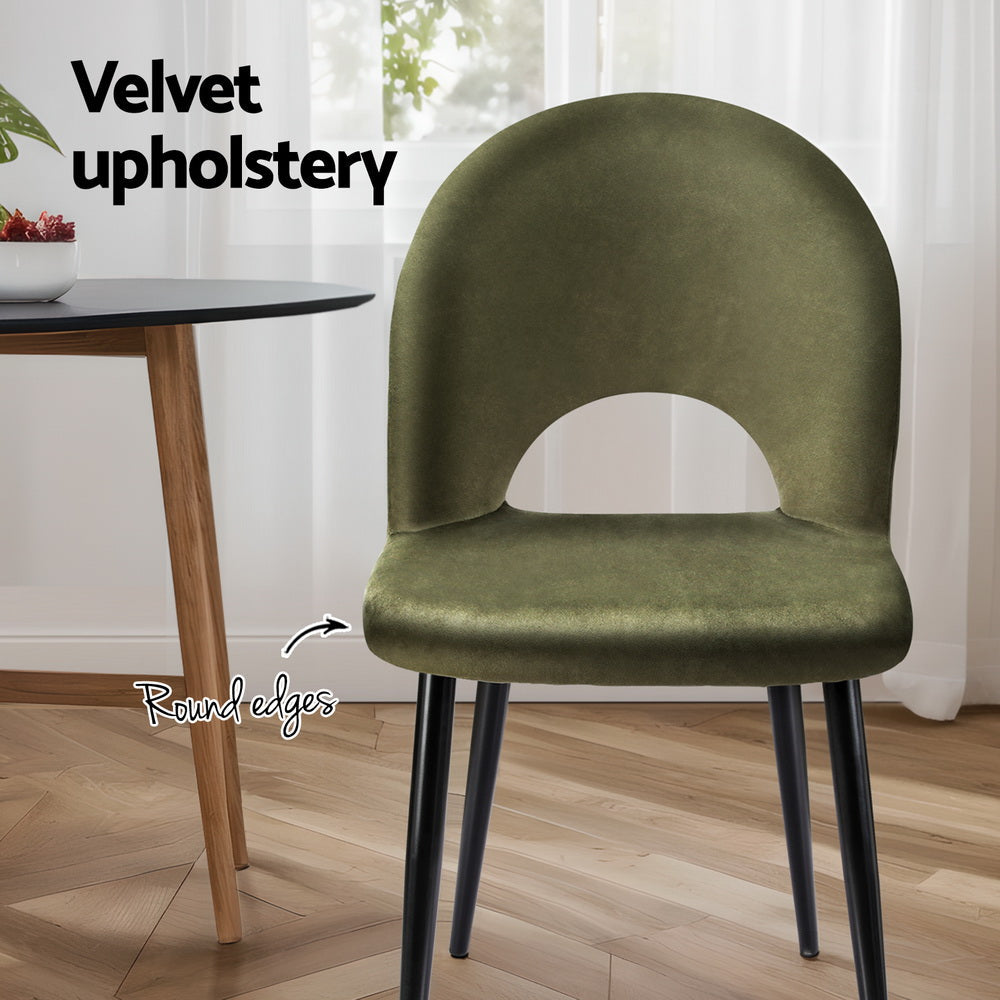 Artiss Dining Chairs Set of 4 Velvet Hollow Green Artiss
