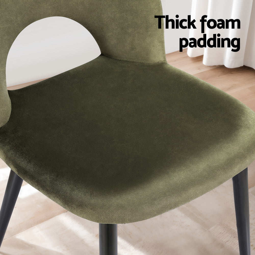 Artiss Dining Chairs Set of 4 Velvet Hollow Green Artiss