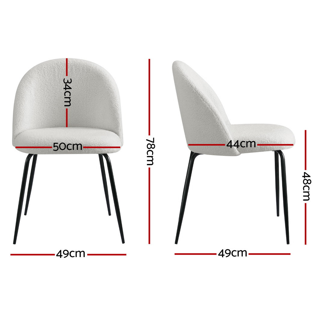 Artiss Dining Chairs Set of 4 Sherpa Boucle White Artiss