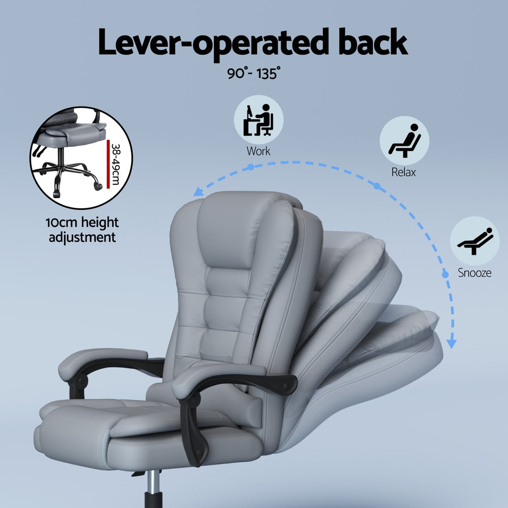 Artiss Executive Office Chair 4-Point Massage Adjustable Ergonomic Recline PU Awezingly