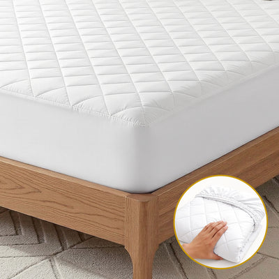 Giselle Waterproof Mattress Protector 100% Cotton Quilted Fitted Cover King Single