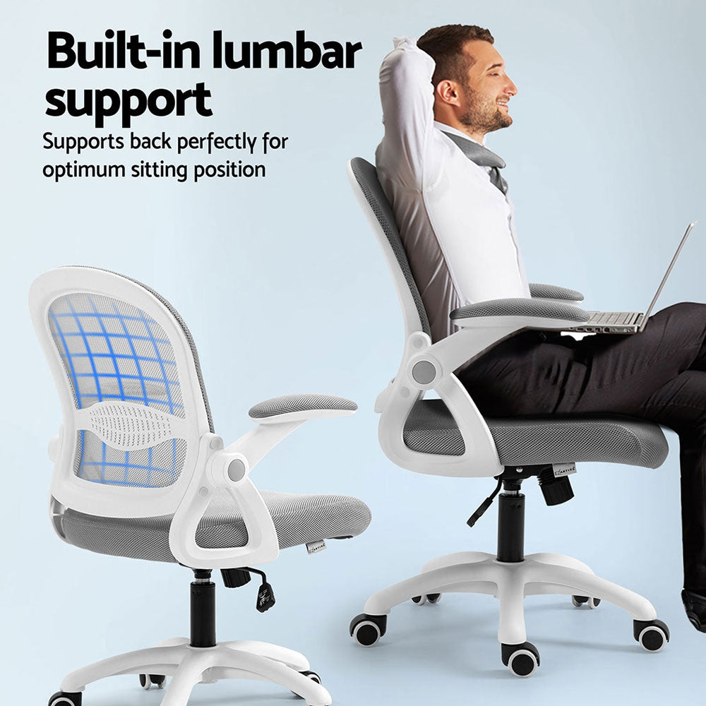 Artiss 2x Mesh Office Chair Computer Gaming Desk Chairs Work Study Mid Back Grey Artiss
