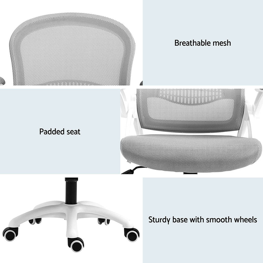 Artiss 2x Mesh Office Chair Computer Gaming Desk Chairs Work Study Mid Back Grey Artiss