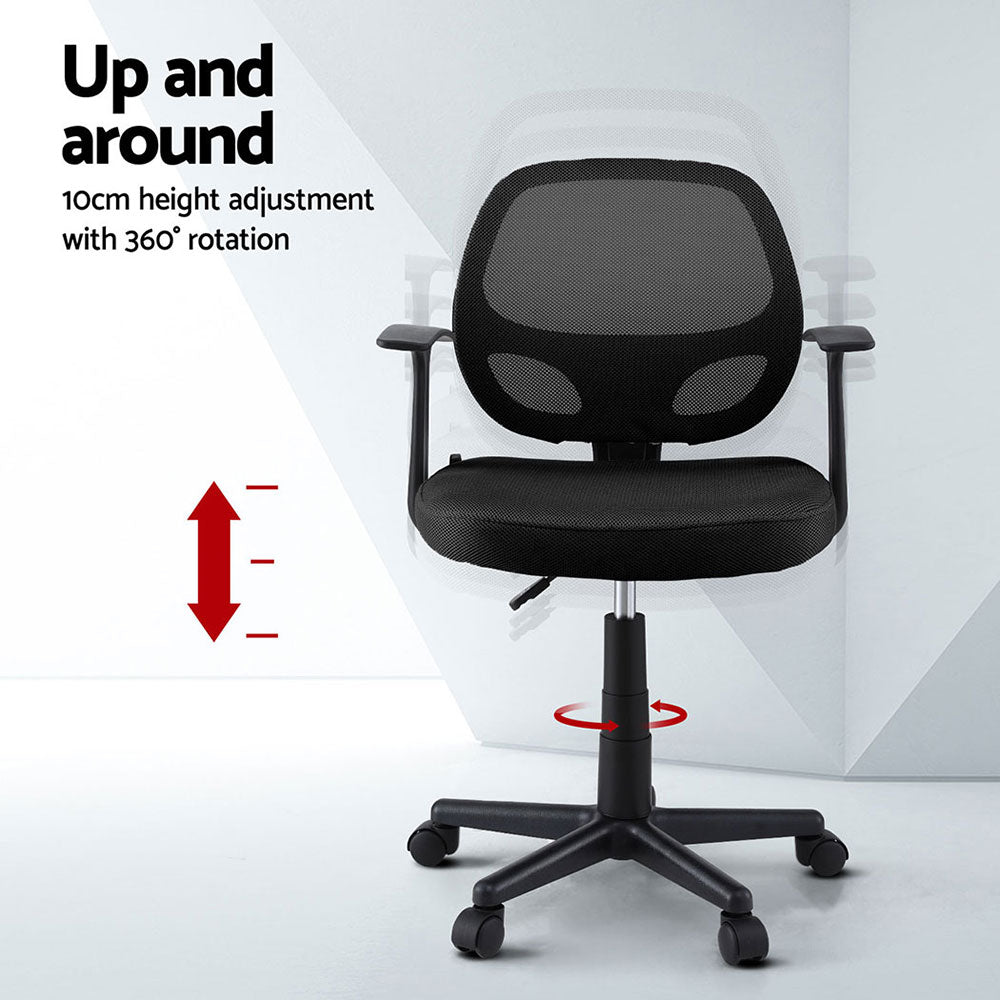Artiss 2x Mesh Office Chair Computer Gaming Desk Chairs Work Study Mid Back Black Artiss