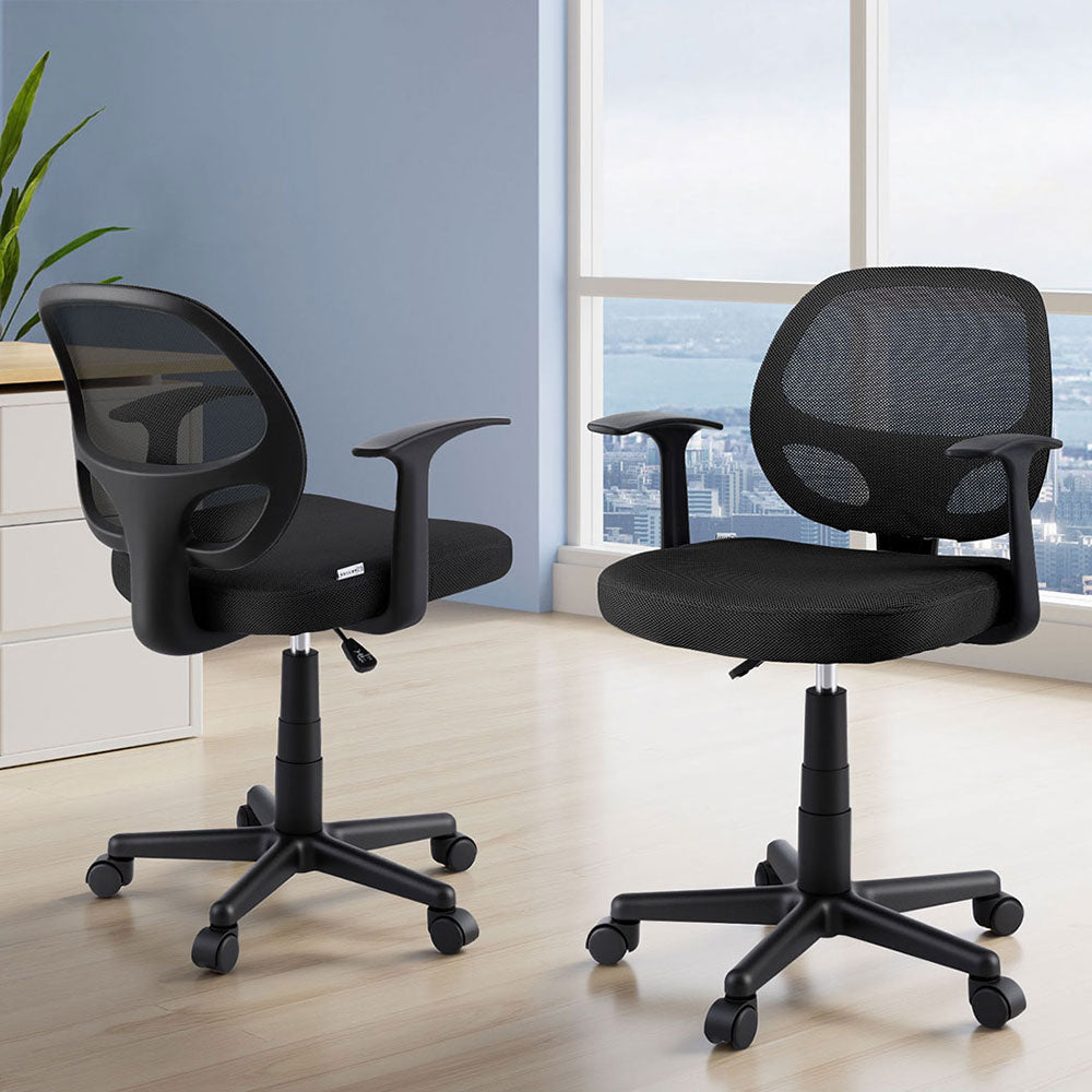 Artiss 2x Mesh Office Chair Computer Gaming Desk Chairs Work Study Mid Back Black Artiss