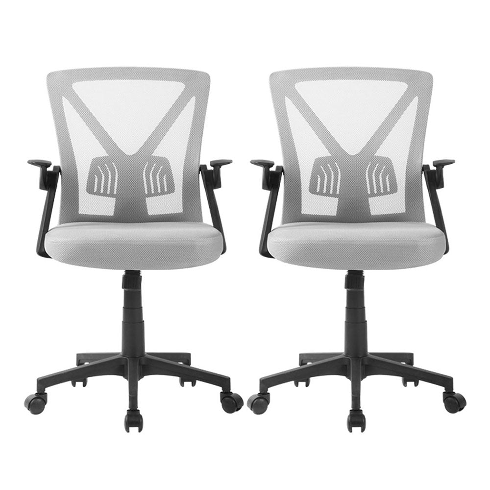 Artiss 2x Mesh Office Chair Mid Back Grey Artiss