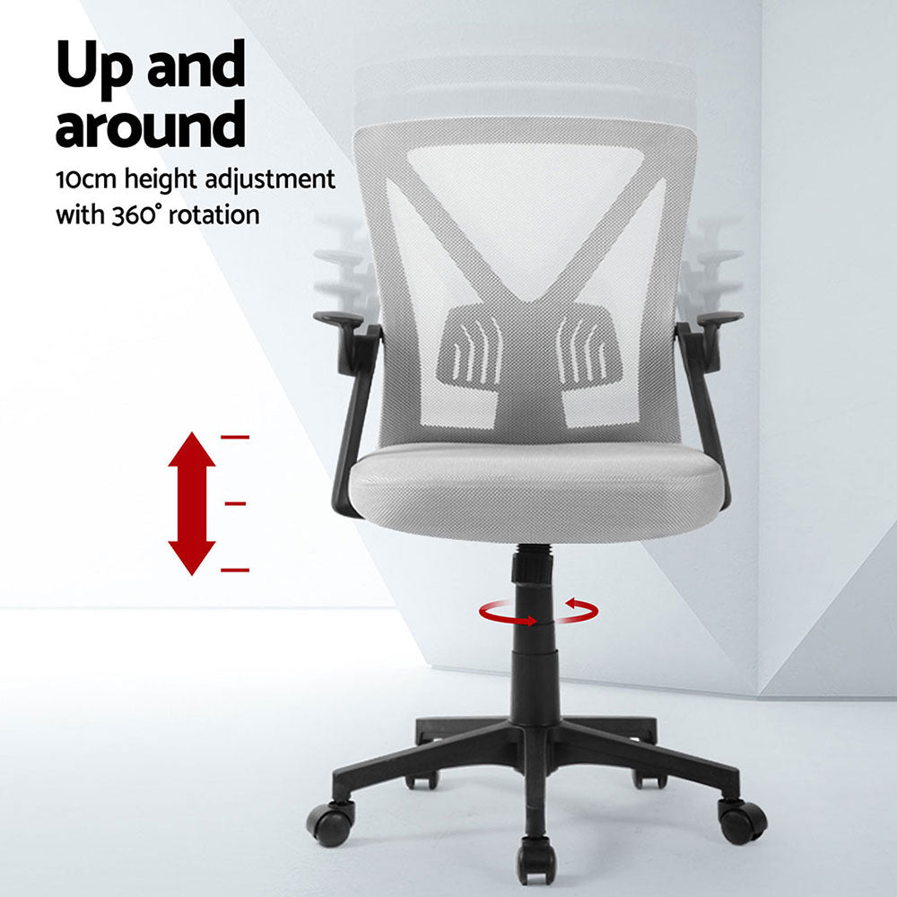 Artiss 2x Mesh Office Chair Mid Back Grey Artiss