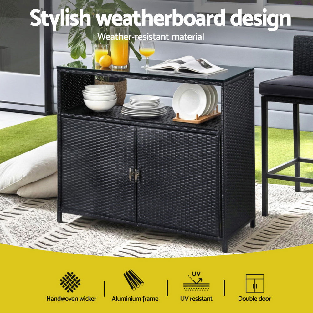 Gardeon Outdoor Storage Cabinet Box Garage Wicker Shed Tools Shelf Chest Garden Awezingly