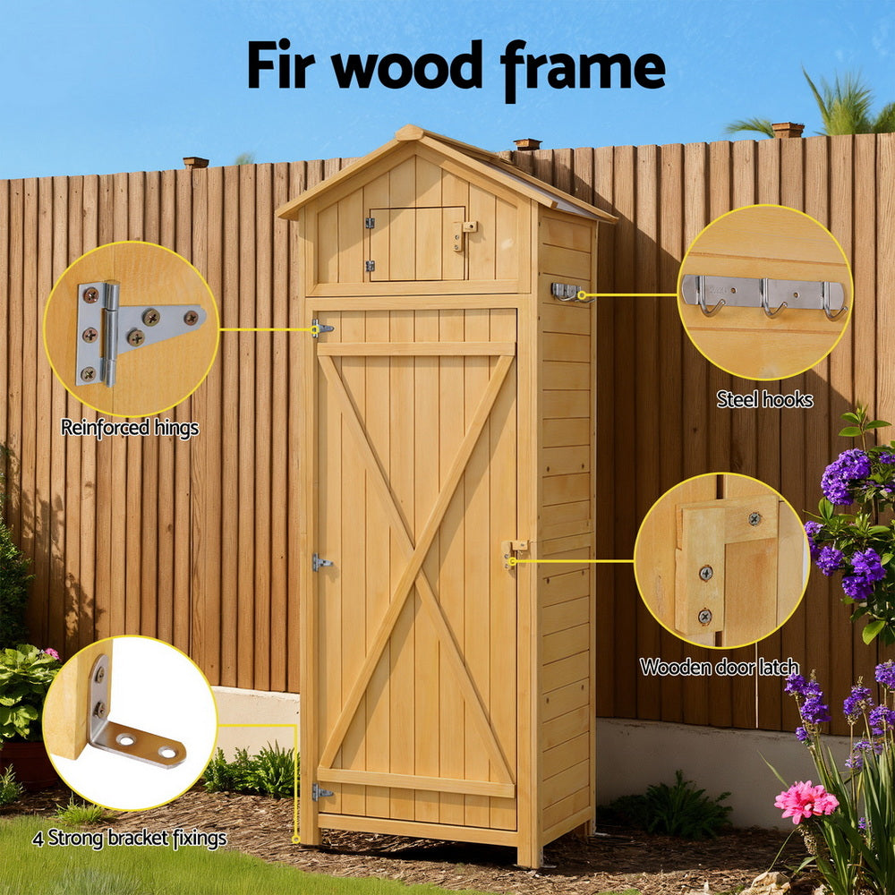 Gardeon Outdoor Storage Cabinet Cupboard Folding Table Tool Organizer Shed Adjustable Awezingly
