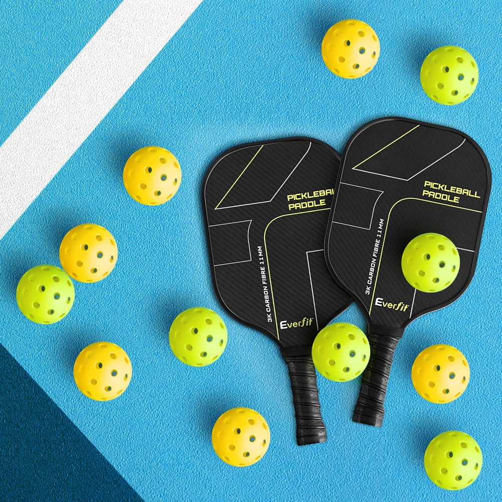 Everfit 12PC Pickleballs Set 40-Hole Design Indoor Outdoor Durable PE Balls Green/Yellow Everfit