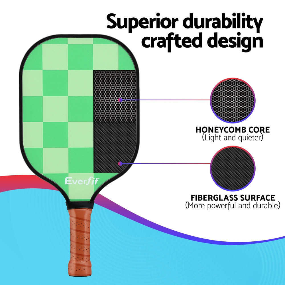 Everfit Pickleball Paddle Set Fiberglass with Balls Bag Tournament Kit 2PCS Pickle Balls Rackets Everfit
