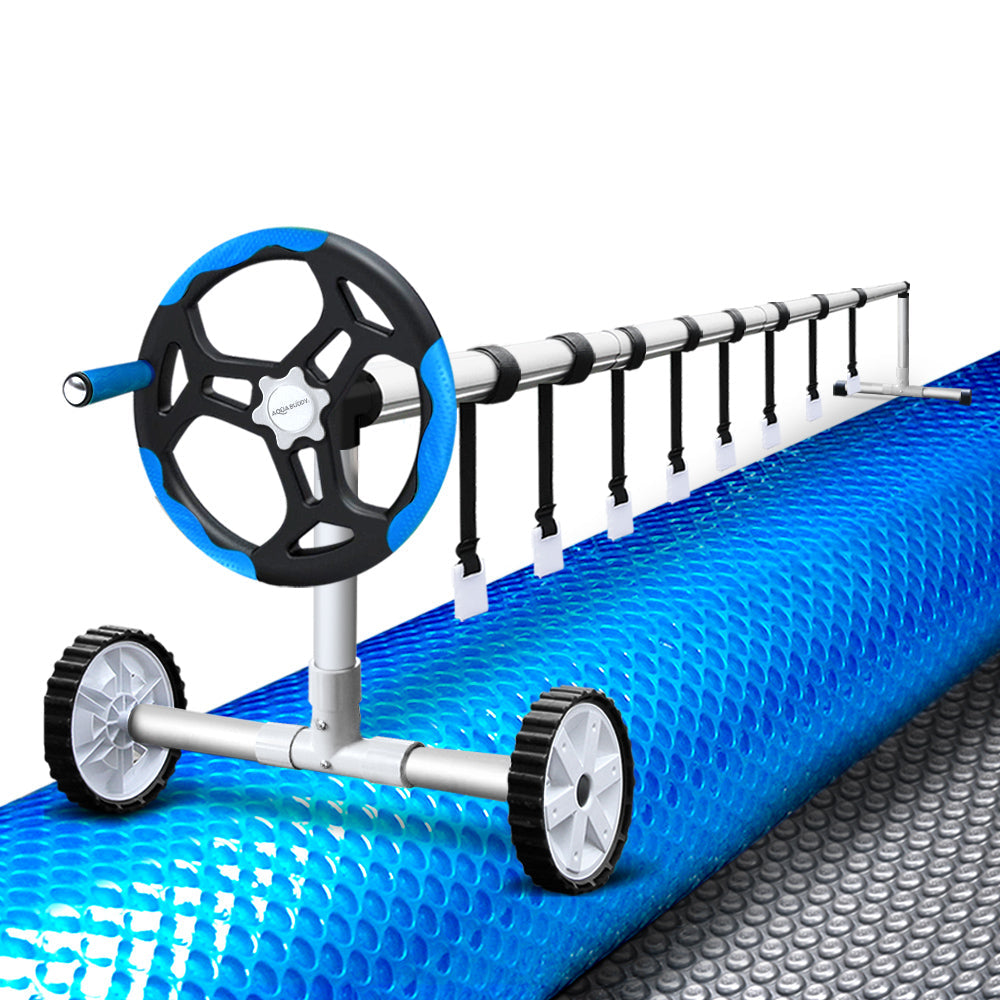 Aquabuddy Pool Cover Roller Solar Blanket 400Micron Wheel Swimming Bubble 9.5x5M Aquabuddy