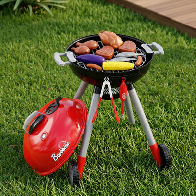 Keezi Kids Pretend Kitchen BBQ Playset Role Play Toy with charcoal Play Food Cup