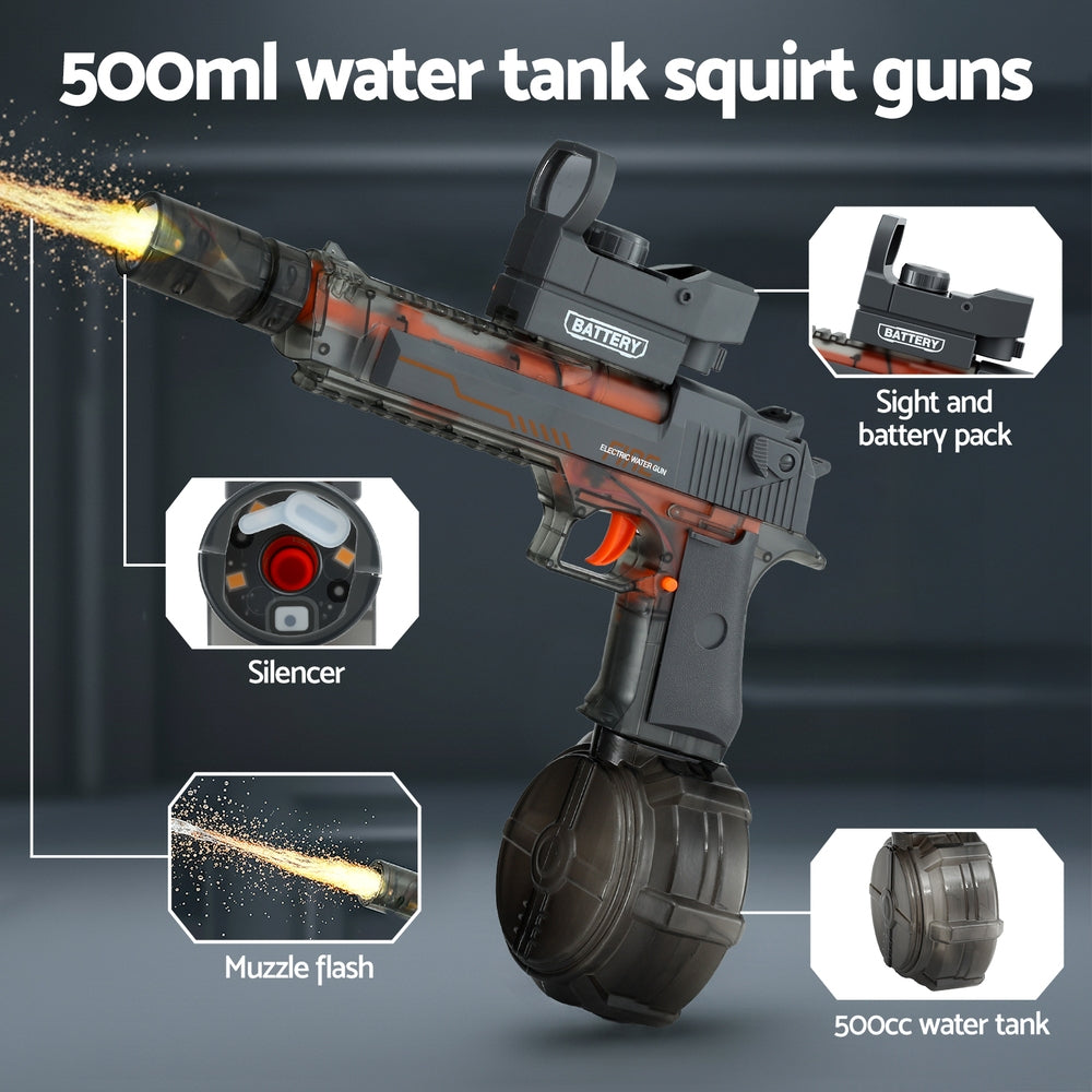 Keezi Kids Adult Electric Water Gun 500ml Water Tank Light Squirt Guns Toys Grey Awezingly