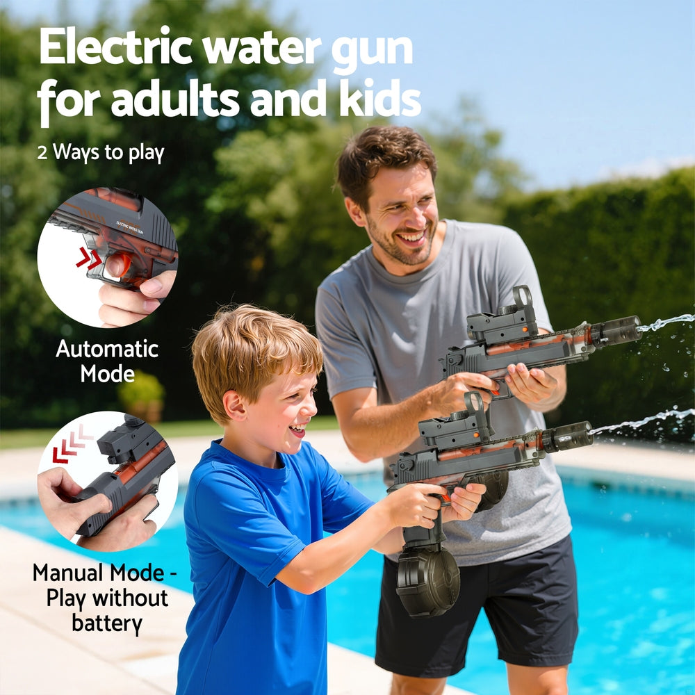 Keezi Kids Adult Electric Water Gun 500ml Water Tank Light Squirt Guns Toys Grey Awezingly