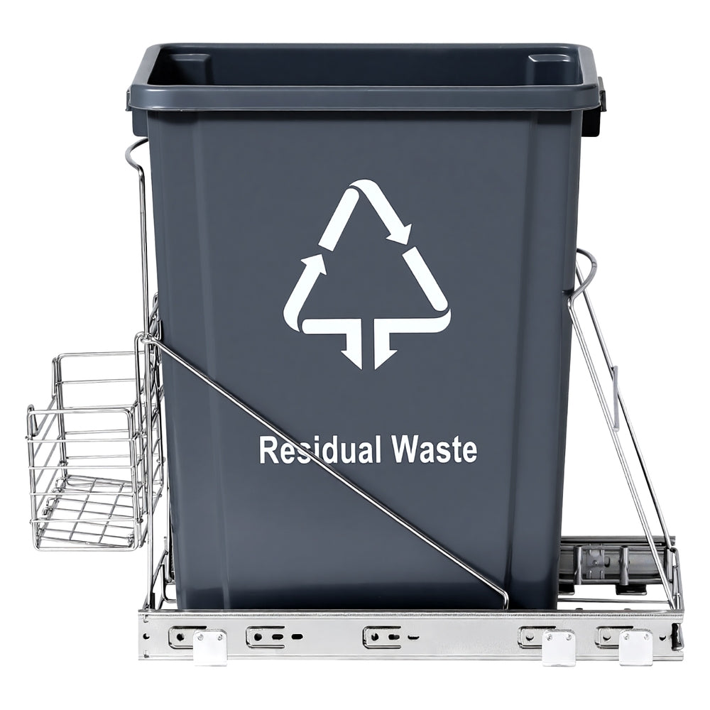 Cefito Pull Out Bin Kitchen Cabinet Slide Garbage Rubbish Bins Basket 40L Grey Awezingly