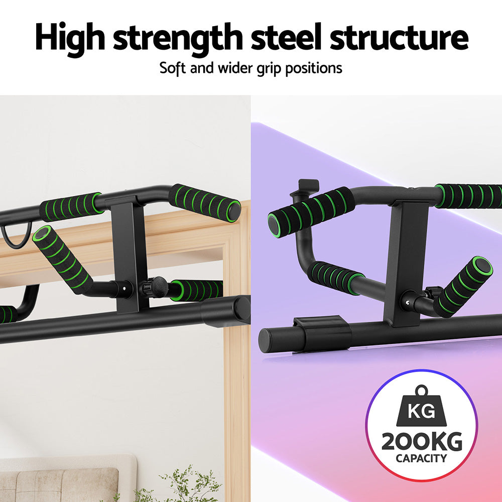 Multi-Grip Pull Up Bar Doorway Chin Up Horizontal Bar Home Gym Workout 101cm Length Awezingly
