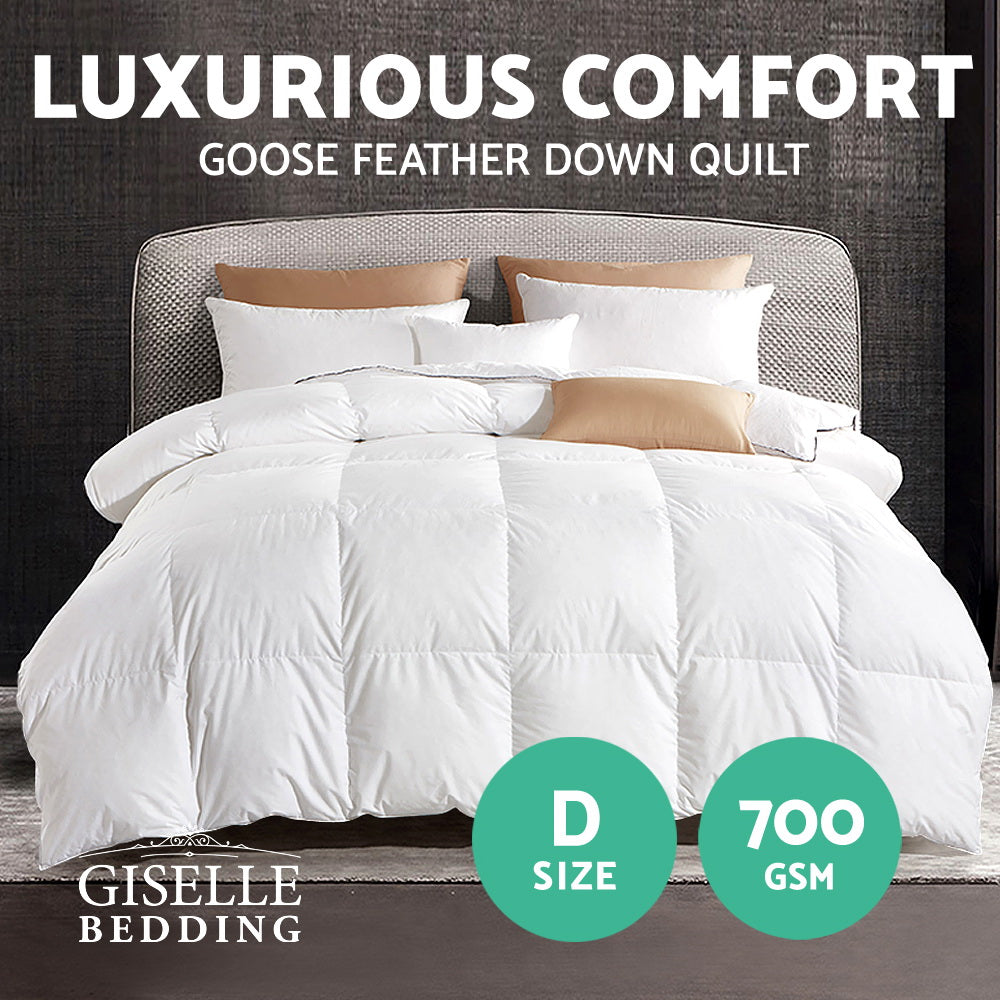 Giselle Bedding 700GSM Goose Down Feather Quilt Double Awezingly