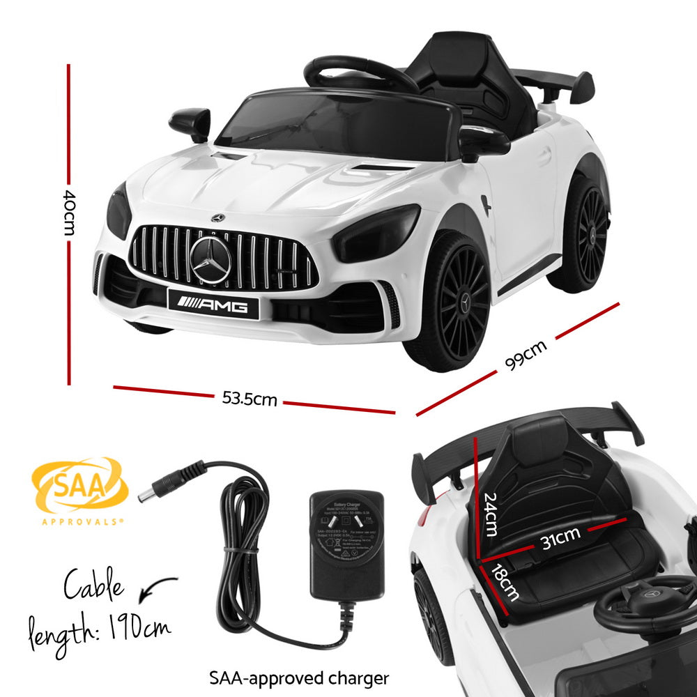 Kids Ride On Car Mercedes-Benz AMG GTR Electric Toy Cars 12V White RIGO