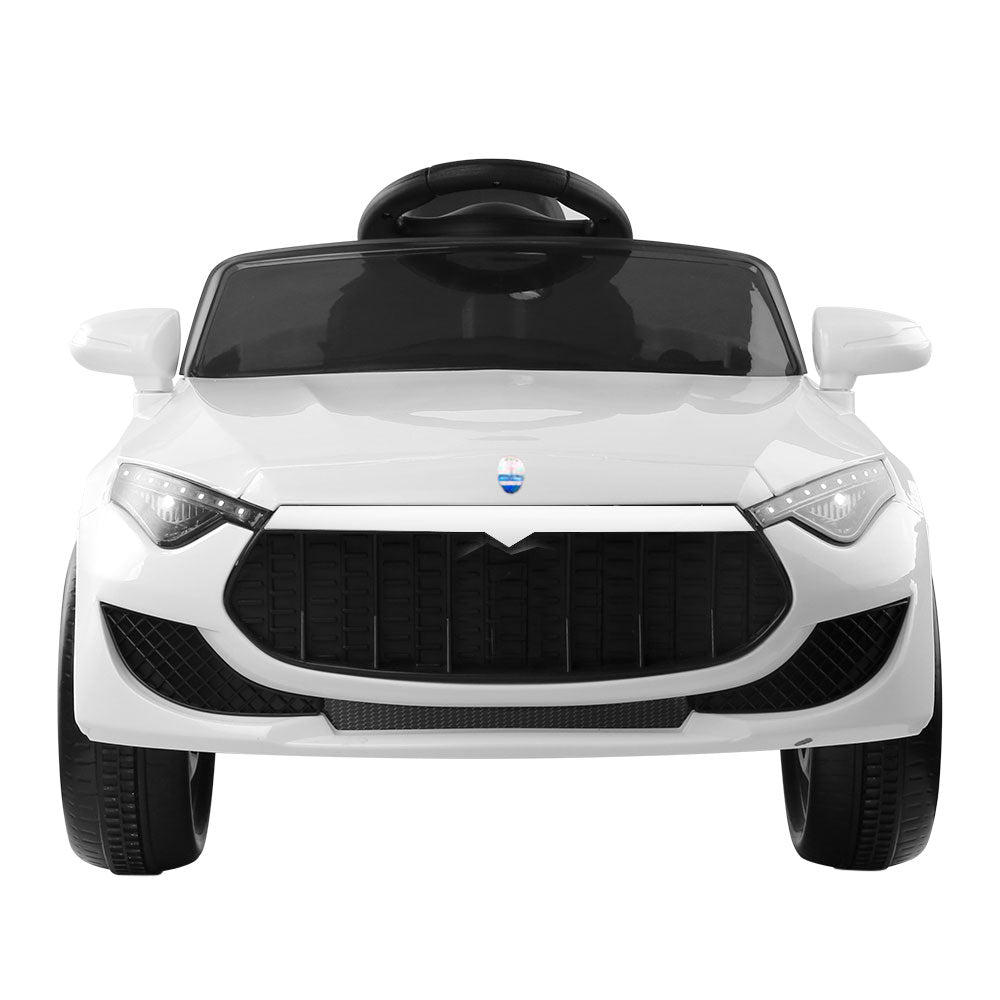 Rigo Kids Electric Ride On Car Cars Music Headlight Remote Control 12V White RIGO