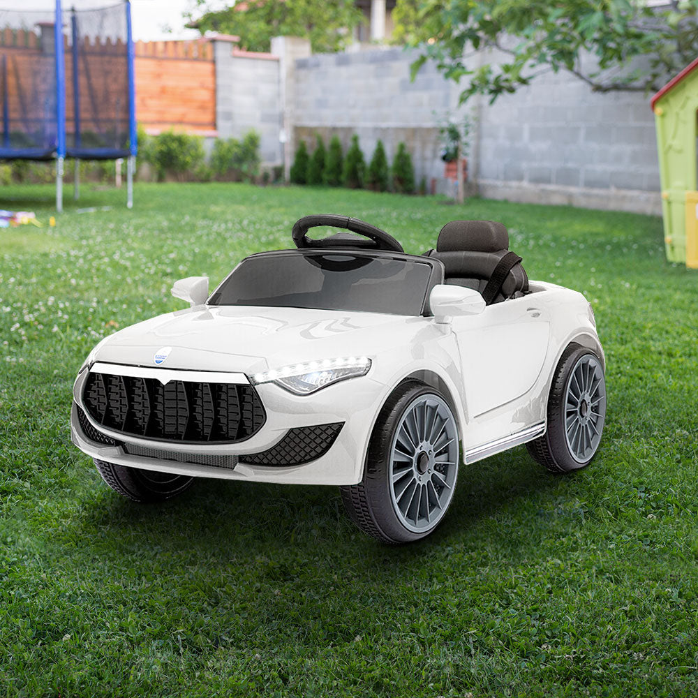 Rigo Kids Electric Ride On Car Cars Music Headlight Remote Control 12V White RIGO