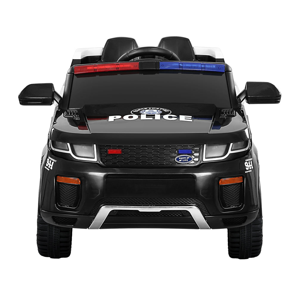 Rigo Kids Ride On Car Electric Patrol Police Toy Cars Remote Control 12V Black RIGO
