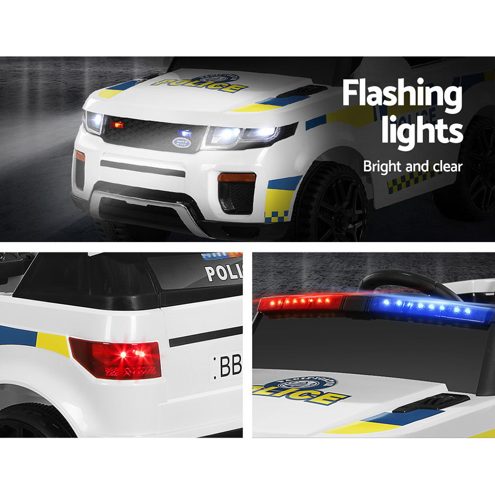 Rigo Kids Ride On Car Electric Patrol Police Toy Cars Remote Control 12V White RIGO