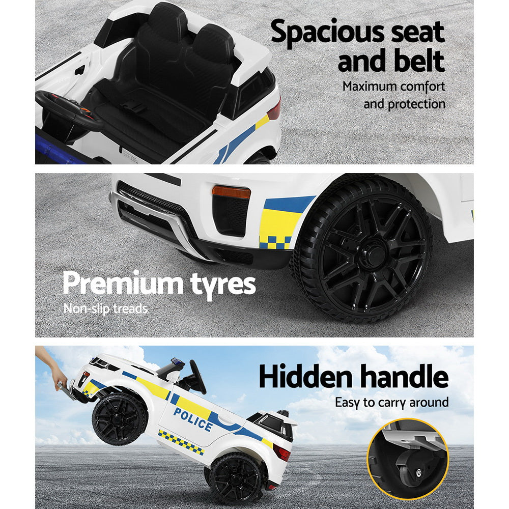 Rigo Kids Ride On Car Electric Patrol Police Toy Cars Remote Control 12V White RIGO
