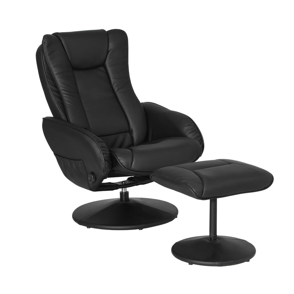 Artiss 2X Recliner Chair Ottoman Heated Massage Black Awezingly