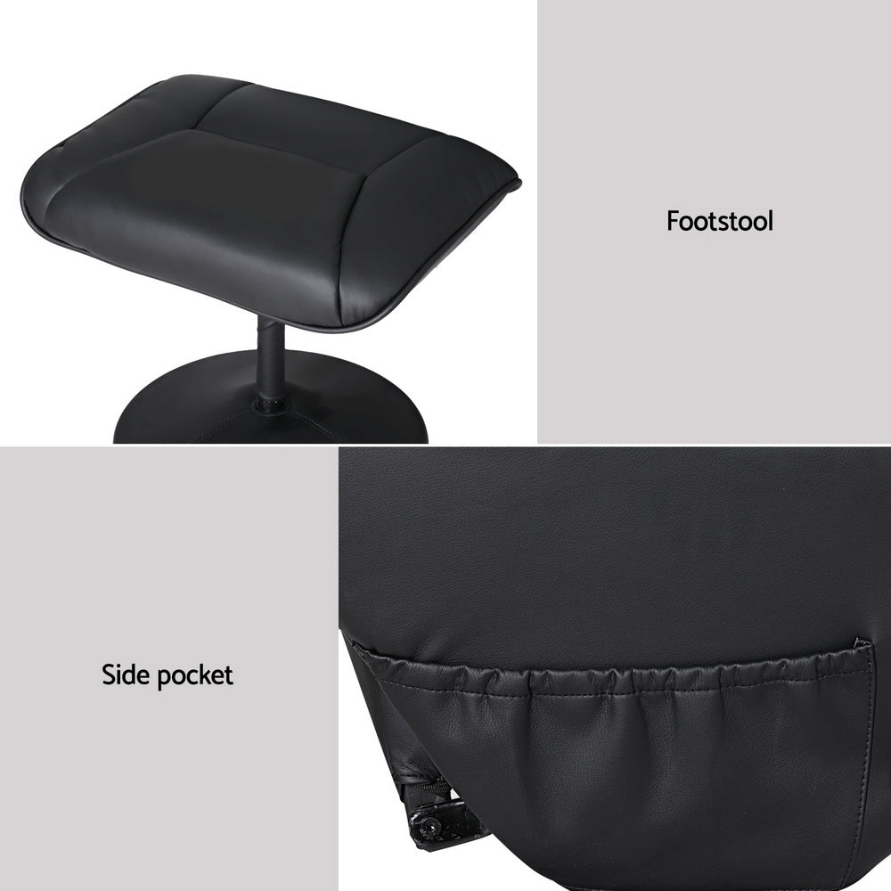Artiss 2X Recliner Chair Ottoman Heated Massage Black Awezingly