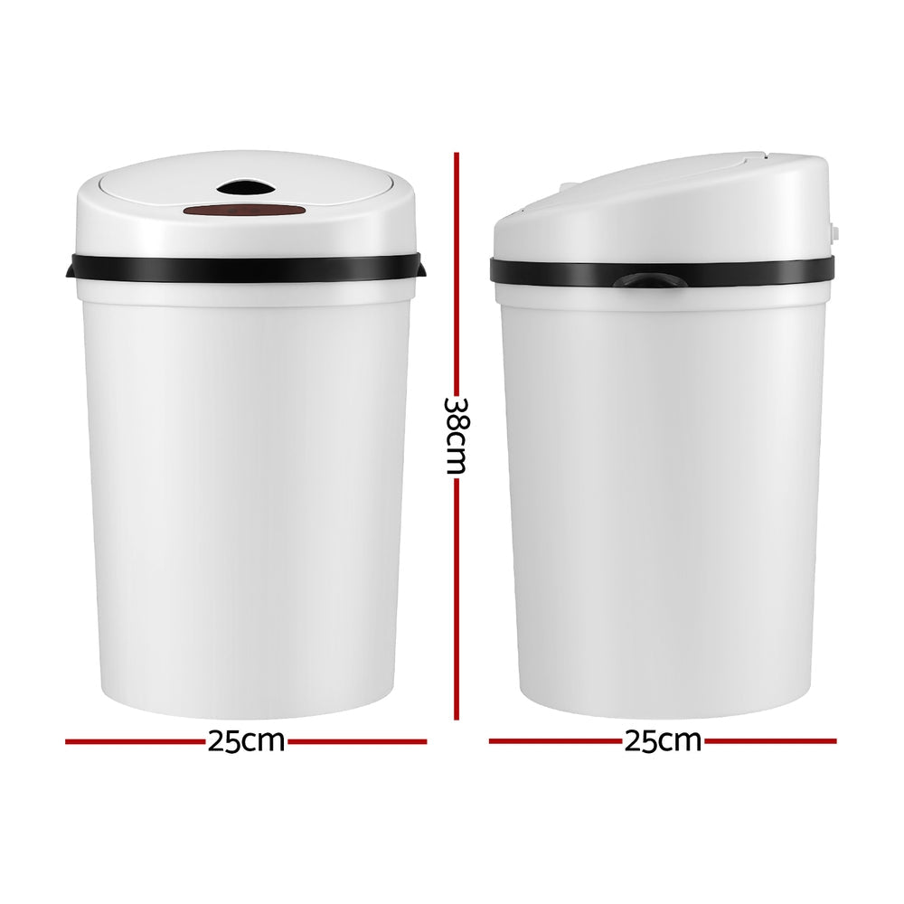 Devanti Sensor Bin Motion Rubbish Bins Kitchen Automatic Trash Can White 9L Awezingly