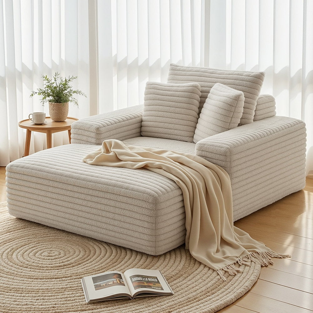 Artiss Sofa Bed Lounge Chair Recliner Couch Reading Chairs Sleeper Cloud Sofas Faux Fur Fabric Awezingly
