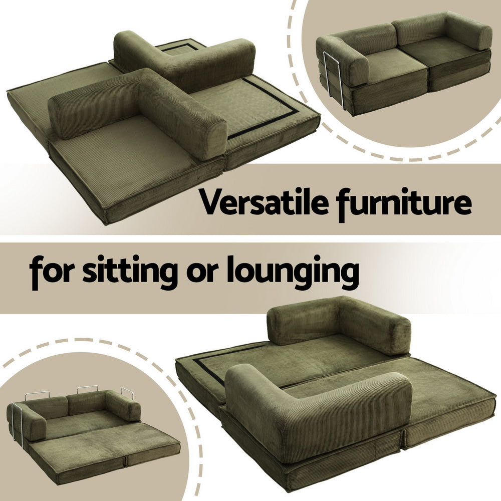 Artiss Convertible Folding Sofa Bed Green Awezingly
