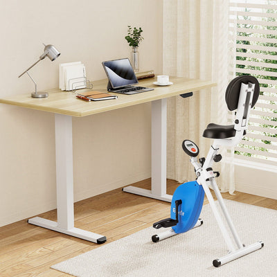 Artiss Under Desk Folding X-Bike with 140cm Automatic Standing Desk Magnetic Resistance Oak