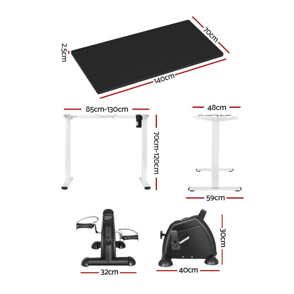 140cm Artiss Electric Standing Desk with Mini Pedal Exercise Bike Home Office Artiss
