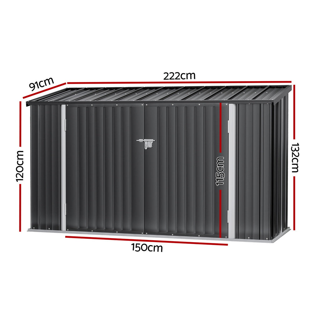 Giantz Garden Shed 2.22x0.91M Bike Sheds Outdoor Storage Tool Workshop House Shelter Double Door Awezingly