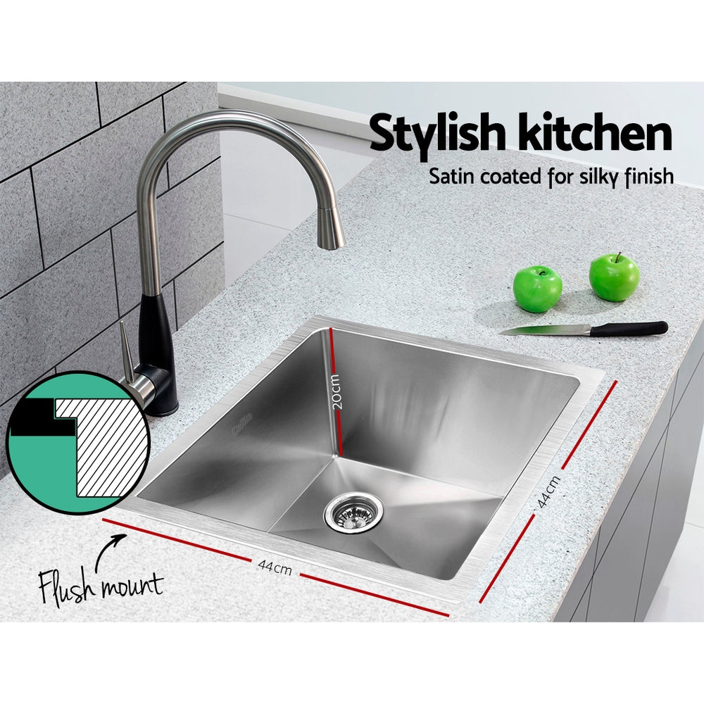 Cefito 44cm x 44cm Stainless Steel Kitchen Sink Under/Top/Flush Mount Silver Cefito