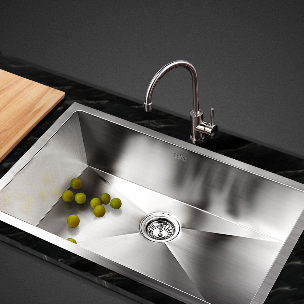 Cefito 70cm x 45cm Stainless Steel Kitchen Sink Under/Top/Flush Mount Silver Cefito
