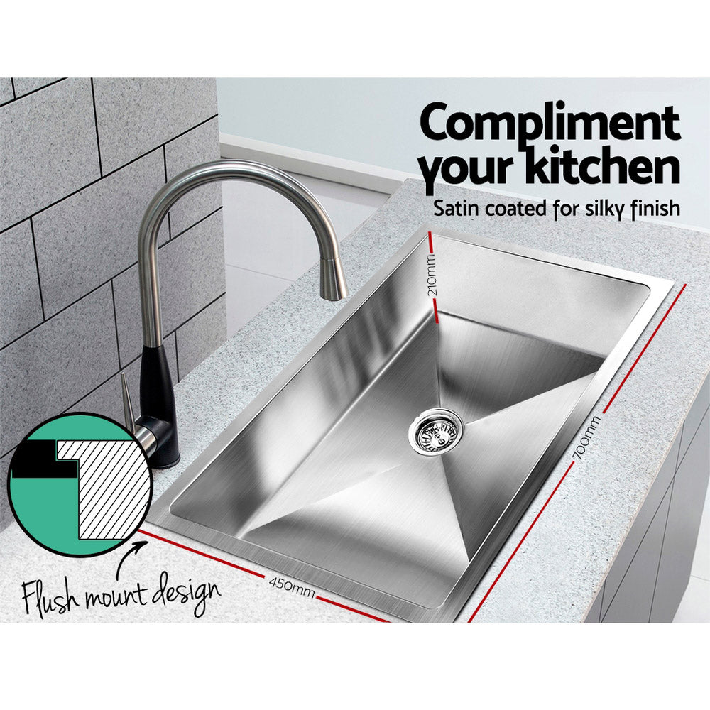 Cefito 70cm x 45cm Stainless Steel Kitchen Sink Under/Top/Flush Mount Silver Cefito