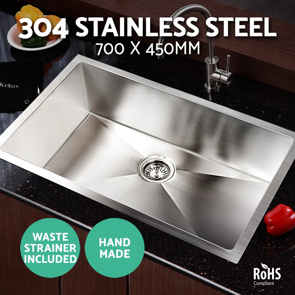 Cefito 70cm x 45cm Stainless Steel Kitchen Sink Under/Top/Flush Mount Silver Cefito