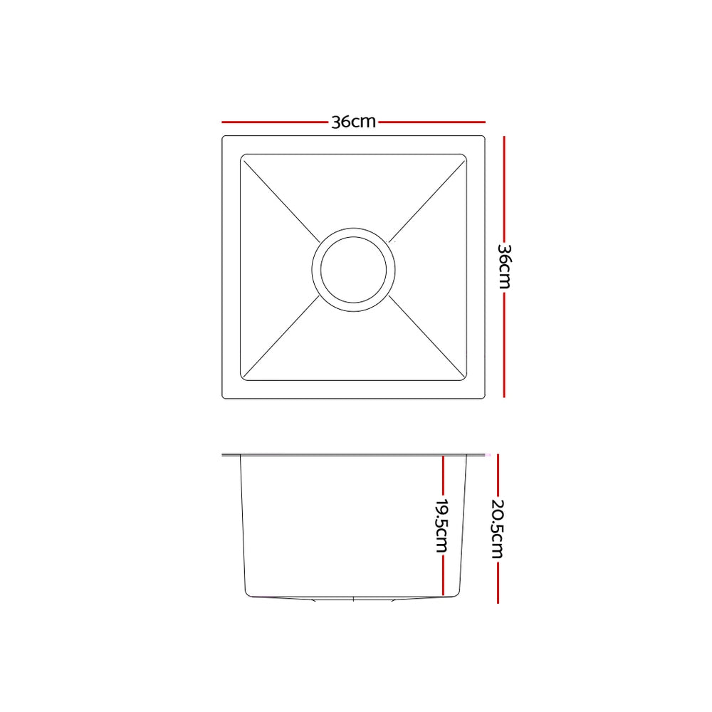 Cefito 36cm x 36cm Stainless Steel Kitchen Sink Under/Top/Flush Mount Silver Cefito