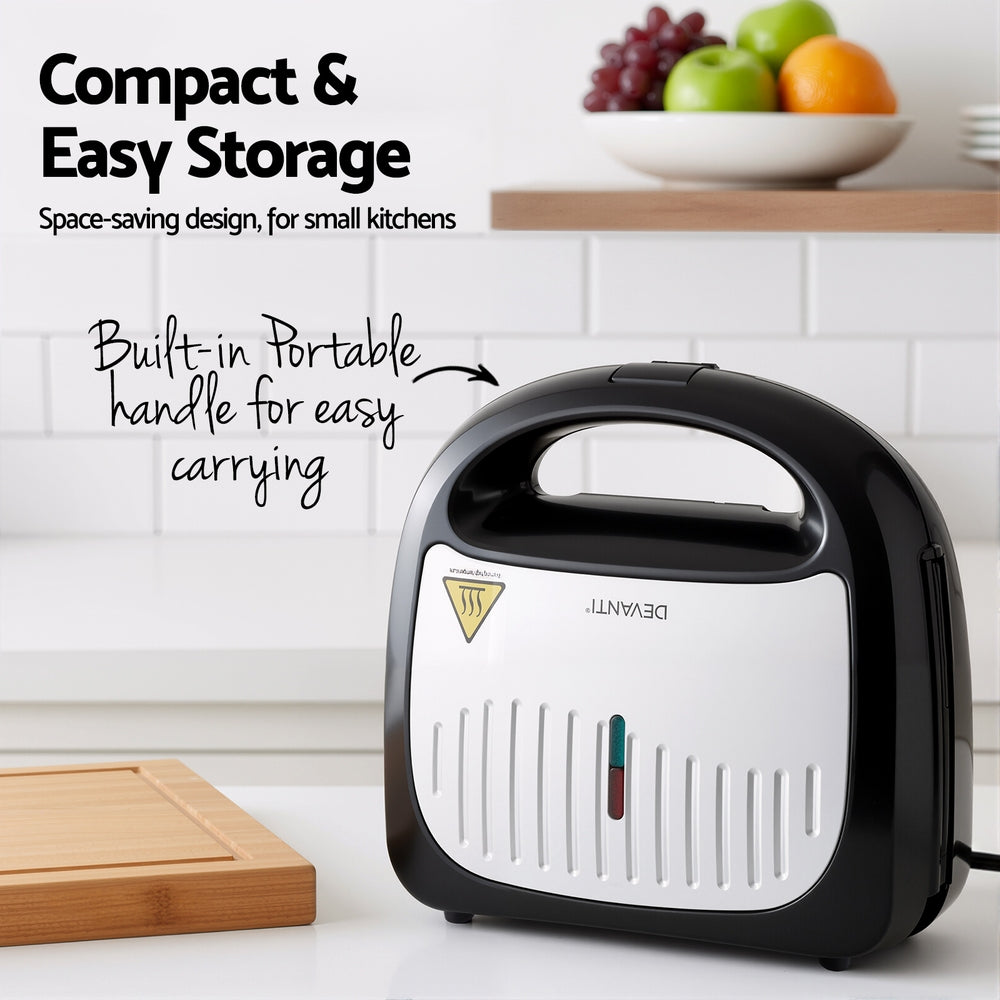 Devanti 3-in-1 Sandwich Press Waffle Maker Panini Press Grill 850W Awezingly