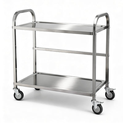 Cefito 2-Tier Stainless Steel Kitchen Trolley with Wheels 84x56x98cm
