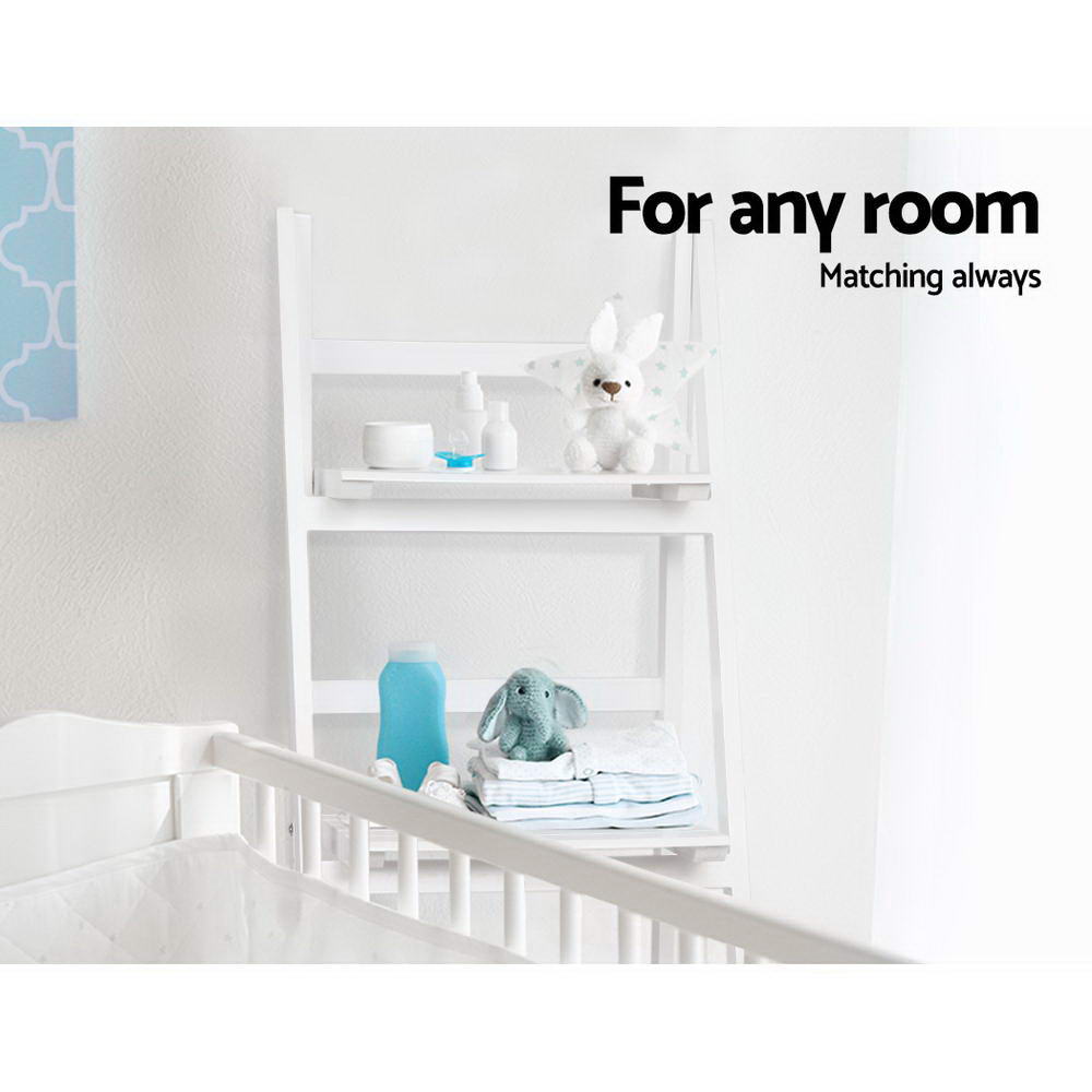 Artiss Display Shelf 3 Tier Wooden Ladder Stand Rack White Artiss
