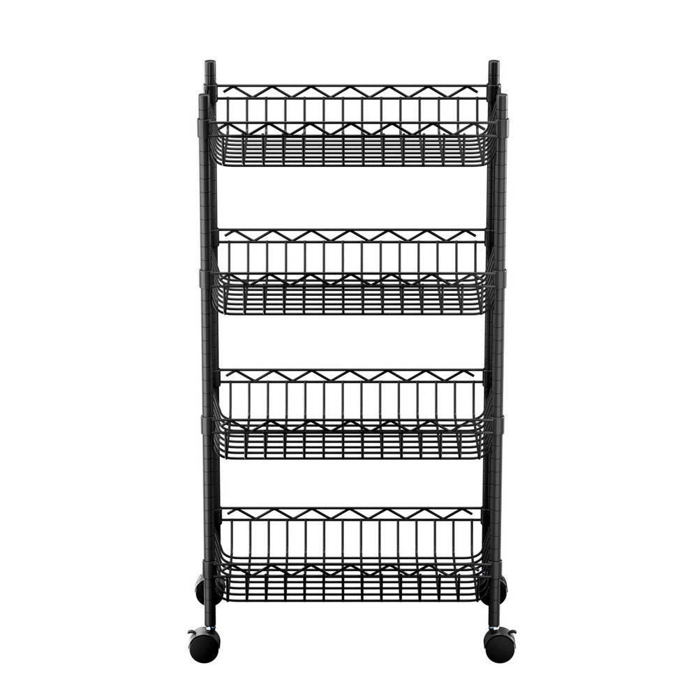 Artiss 4-Tier Shelving Unit Adjustable Garage Storage Kitchen Rack With Wheels Awezingly